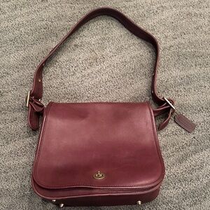 Vintage Coach Burgundy Leather Shoulder Bag
